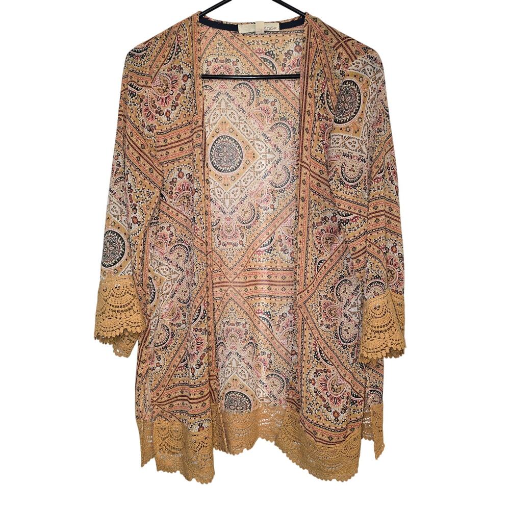 Rewind Paisley Lace-Trim Kimono Cardigan Size S